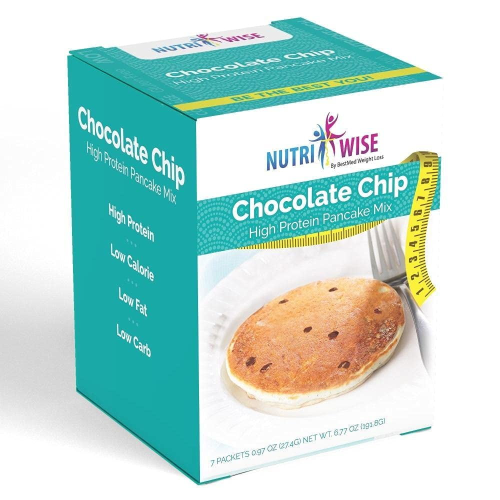 Diet Pancake Chocolate Chip 7/Box High Protein, Gelatin Free, Low