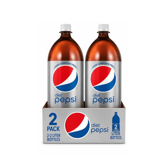Diet Pepsi, 2 Liter Bottles, 2 Pack, Zero Sugar Diet Cola Soft Drink