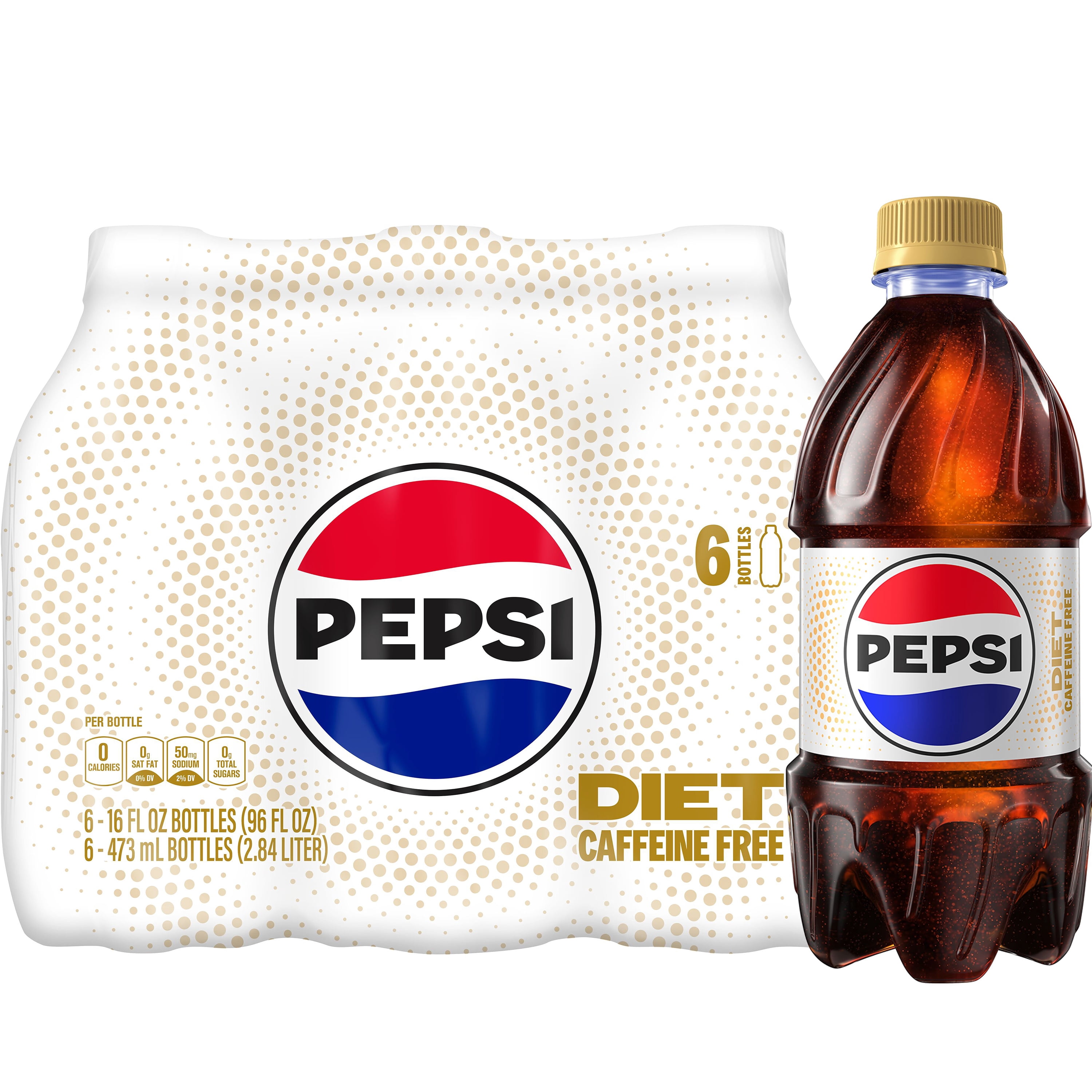 Diet Pepsi Cola Caffeine Free Soda Pop, 16 fl oz, 6 Pack Bottles