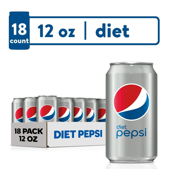 Diet Pepsi Cola Soda Pop, 12 Fl Oz, 18 Pack Cans