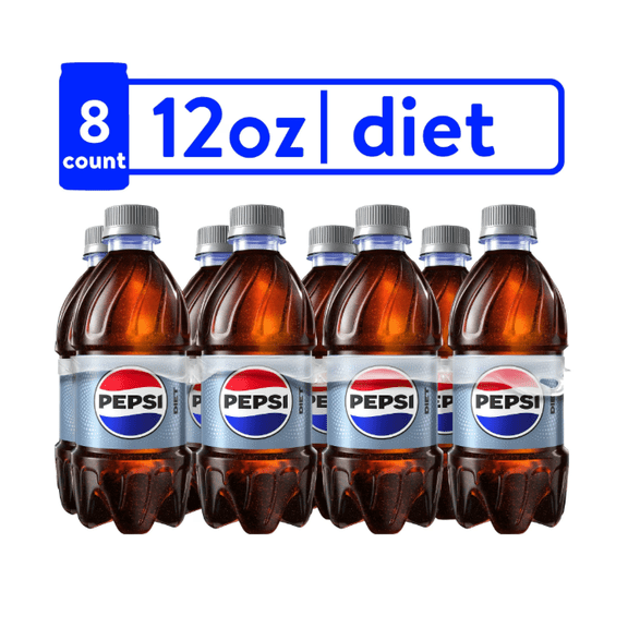 Diet Pepsi Cola Soda Pop, 12 fl oz, 8 Pack Bottles