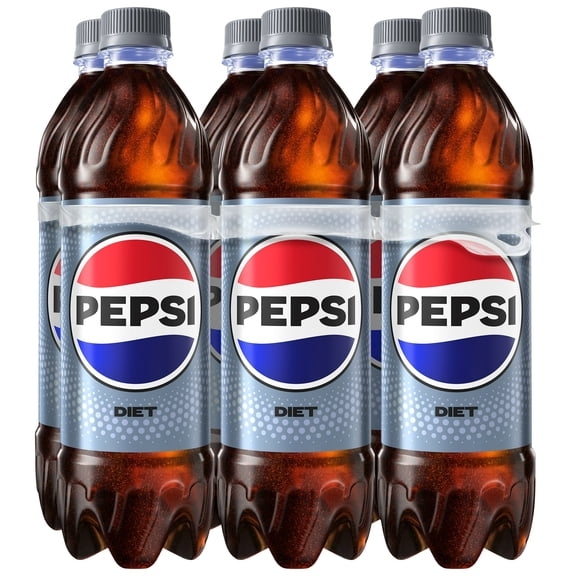 Diet Pepsi Cola Soda Pop, 16.9 fl oz, 6 Pack Bottles