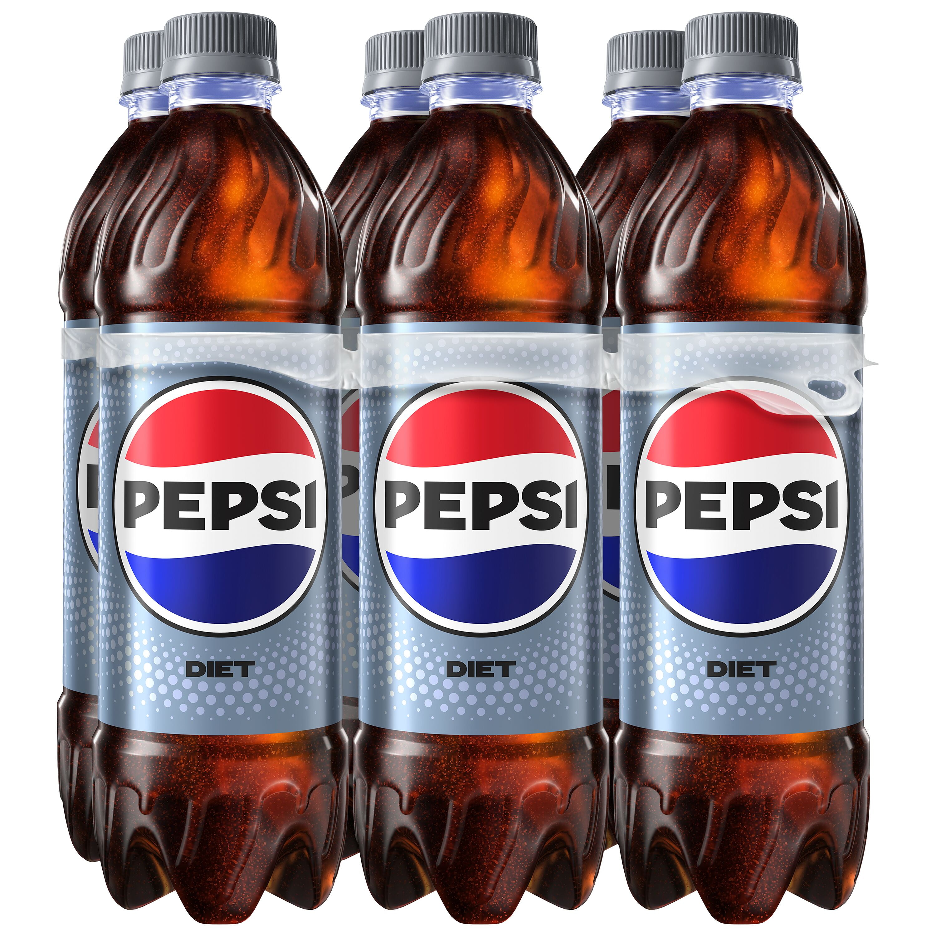 Diet Pepsi Cola Soda Pop, 16.9 fl oz, 6 Pack Bottles