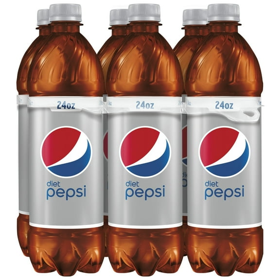 Diet Pepsi Cola Soda Pop, 24 fl oz, 6 Pack Bottles
