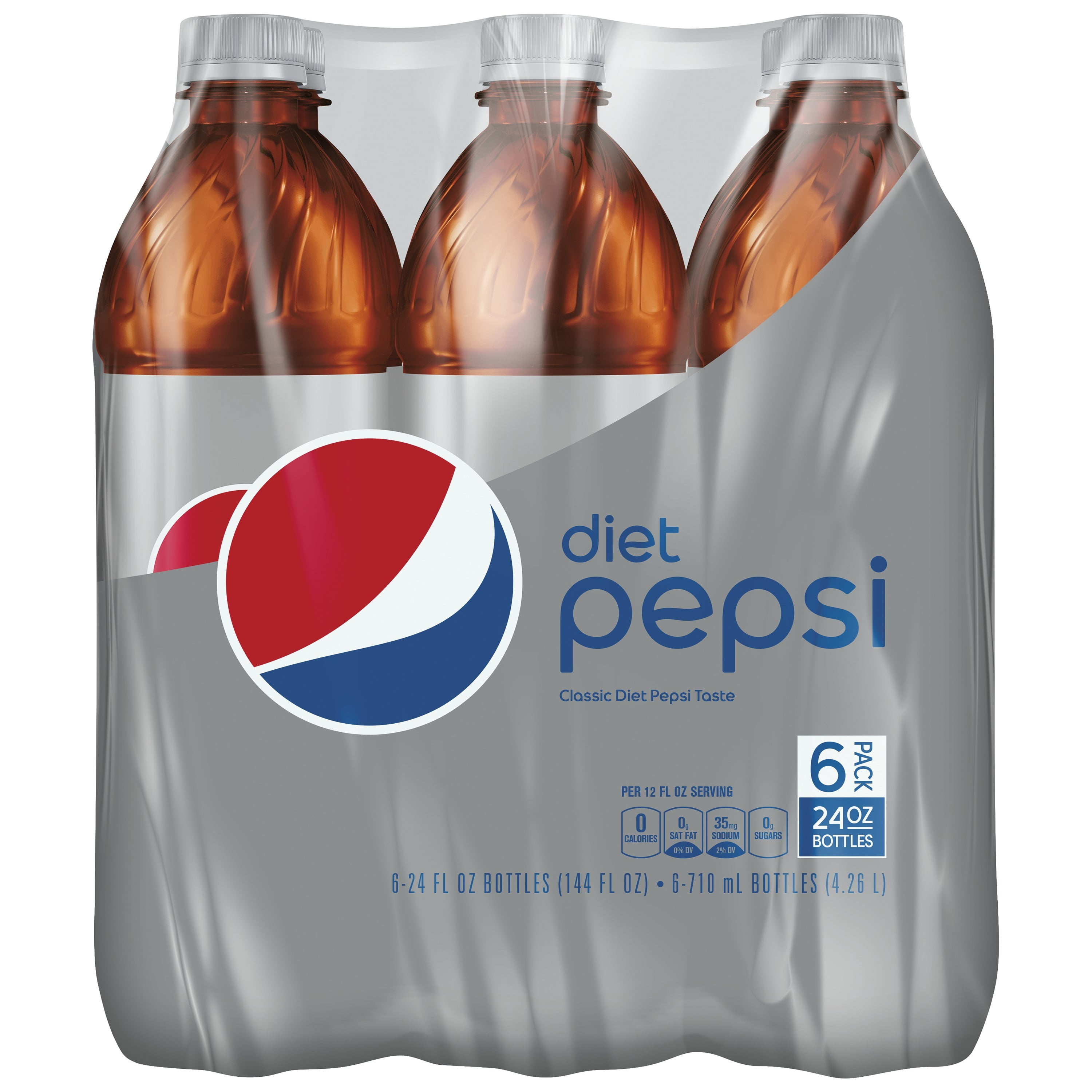 Diet Pepsi Cola Soda Pop, 24 oz, 6 Pack Bottles - Walmart.com