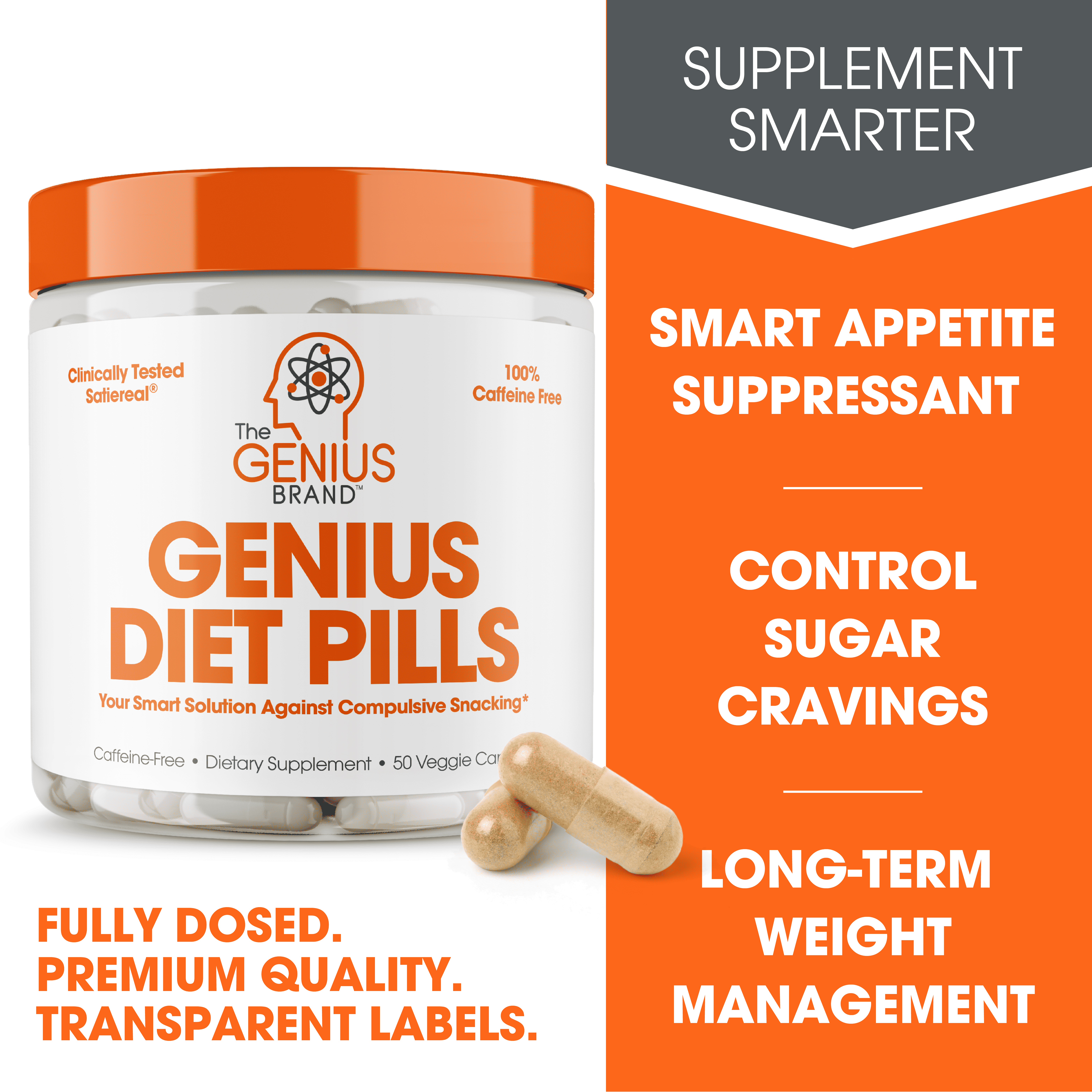 Diet Pill Appetite Suppressant for Weight Loss Support Fat Burner Thermogenic Supplement, Diet Pills by the Genius Brand