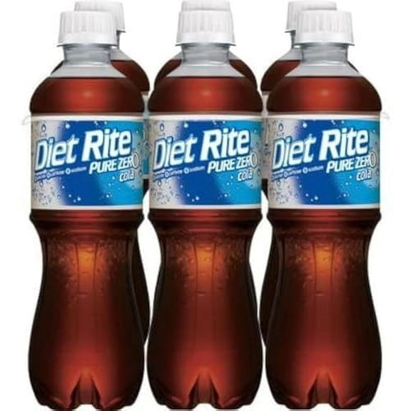 Diet Rite Pure Zero Cola, soda, No Caffeine, 6 pack of 16.9 oz bottles