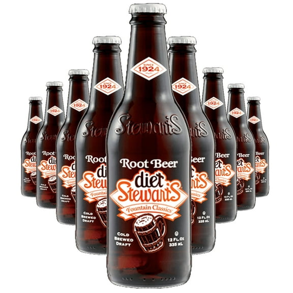 Diet Stewart's Root Beer, 12 fl oz (12 Glass Bottles), Pack of 12 Bottles