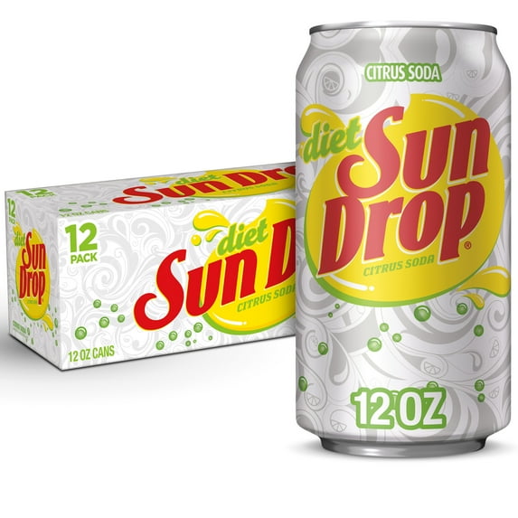 Diet Sun Drop Citrus Soda Pop, 12 fl oz, 12 Pack Cans