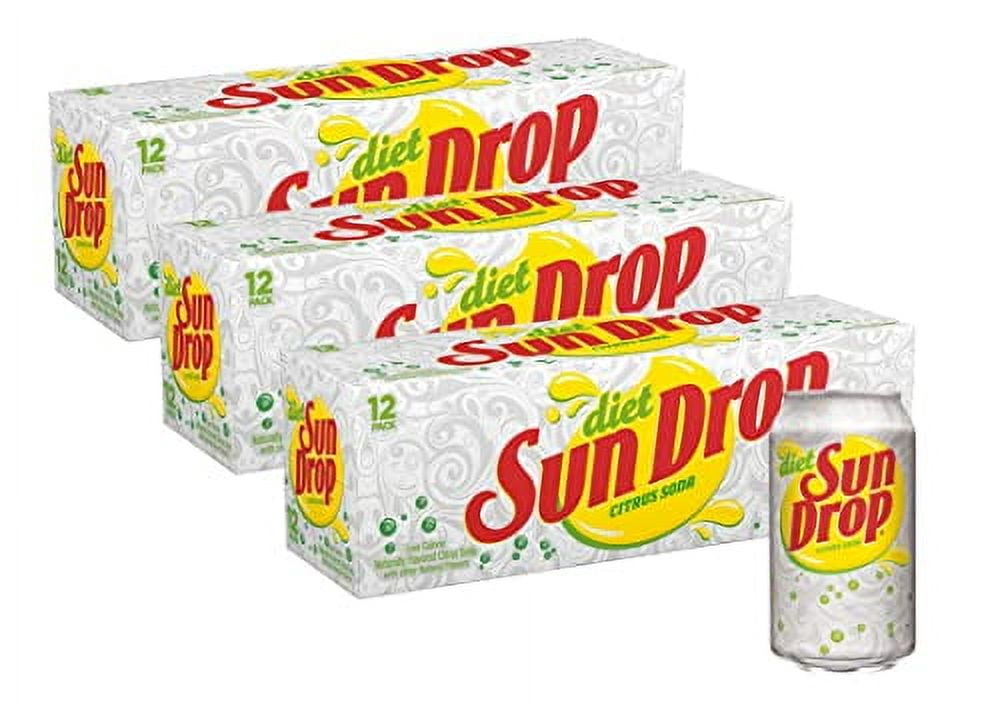 Diet Sun Drop Citrus Soda Soft Drink Cans - 3 Cases (36 Pack)