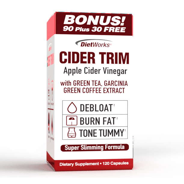 DietWorks Cider Trim Apple Cider Vinegar Capsules, 120 Ct