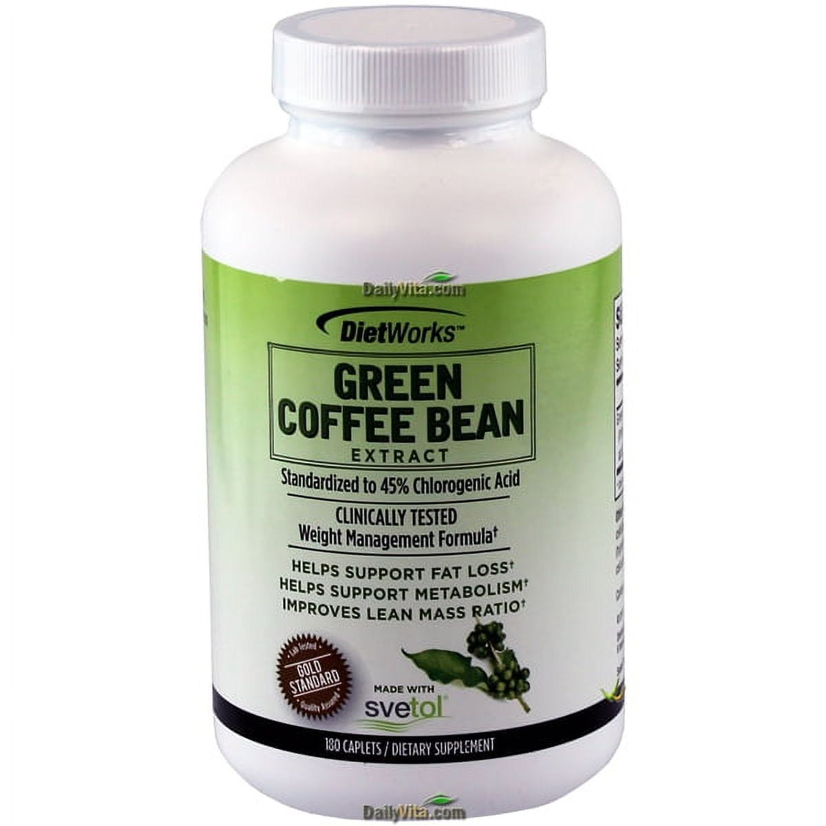 DietWorks™ Green Coffee Bean Extract Supplement, 180 Caplets Pills