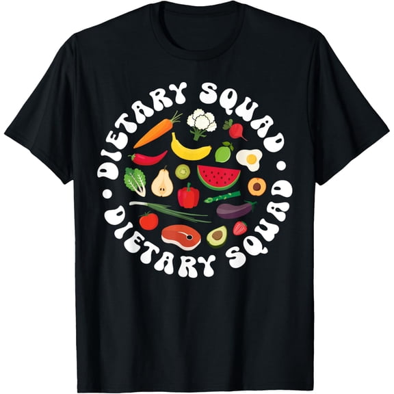 Dietary Squad Dietitian Dietary Worker T-ShirtMen and women, Black T-shirt, size: Extra large S-4XL