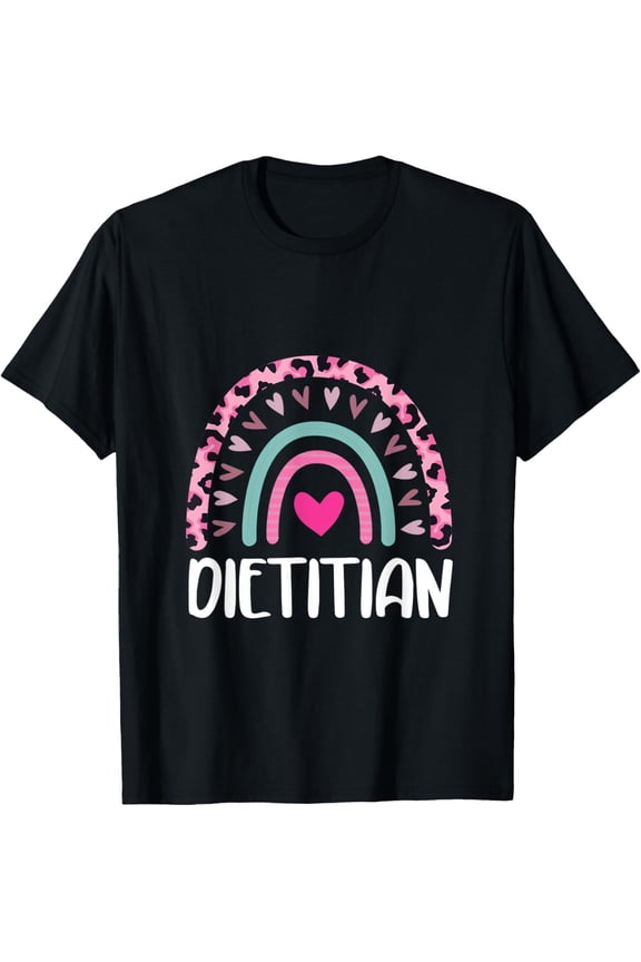 Dietitian Leopard Rainbow Heart Cheetah Print Nutritionist T-Shirt