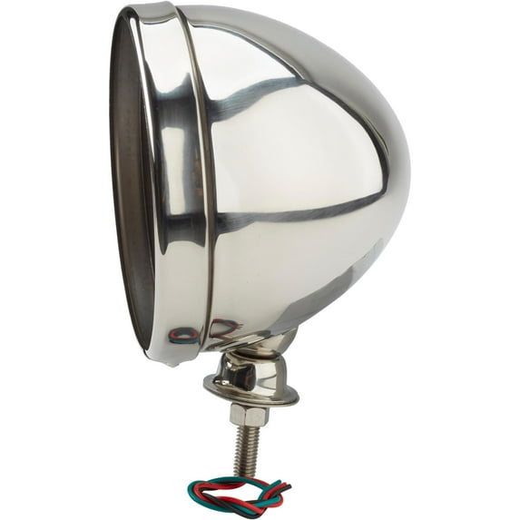 Dietz Type Stainless Steel 7 Inch Universal Headlight Bucket: Polished Shine, Accepts 7" Bulbs (Sold Separately), 1/2"-13 Threaded Mount with Wiring Pass-Through, Dedicated Ground Wire