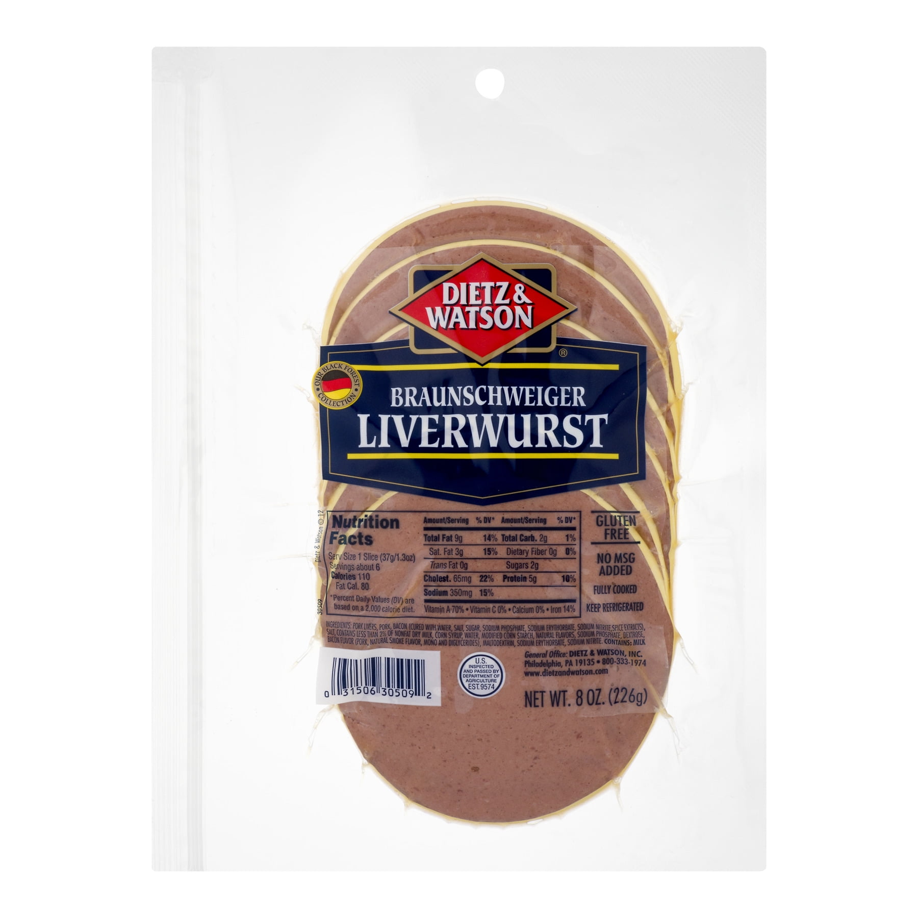 Dietz & Watson Liverwurst, 8.0 OZ
