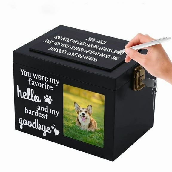 DiezyBoyo Pet Urns for Dogs Ashes - Wooden Memorial Dog Urns for Ashes Personalized, Premium Cat Urns for Ashes,Custom Urn Box for Dog Ashes,Black