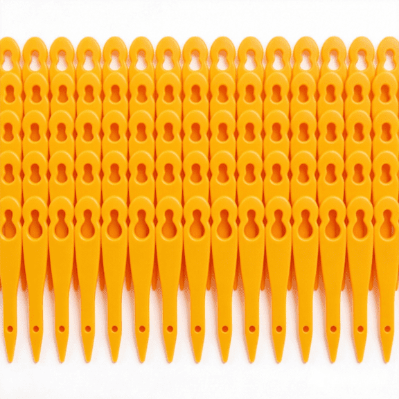 Difdany 100Pcs Plastic Replacement Blades Compatible with STIHL Polycut 2-2 3-2, Sun Joe 24V-GT10, Redback Swift 40V, (3 Colors-Yellow,100pcs)