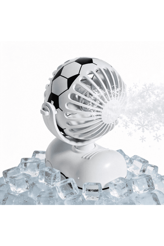 2500mAh Rechargeable Clip Fan, 3 Speeds 2.5-10H, Portable for Desk Travel Camping, Soccer Ball Head & Kicking Shoe Base