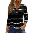 Difdany 3/4 Length Sleeve Womens Tops Casual Loose Fit Henley Neck T