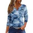 Difdany 3/4 Length Sleeve Womens Tops Casual Loose Fit Henley Neck T