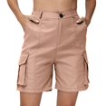thumbnail image 1 of Difdany Bermuda Shorts For Women Cargo Shorts Knee Length 6 Pockets Elastic Waist Long Shorts For Summer Casual Pink XL, 1 of 6