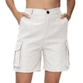 thumbnail image 1 of Difdany Bermuda Shorts For Women Cargo Shorts Knee Length 6 Pockets Elastic Waist Long Shorts For Summer Casual, 1 of 9
