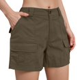 thumbnail image 1 of Difdany Cargo Shorts Women Bermuda Knee Length Long Hiking Shorts with Pockets Elastic Waist for Summer Casual Trendy Outfits Coffee M, 1 of 4