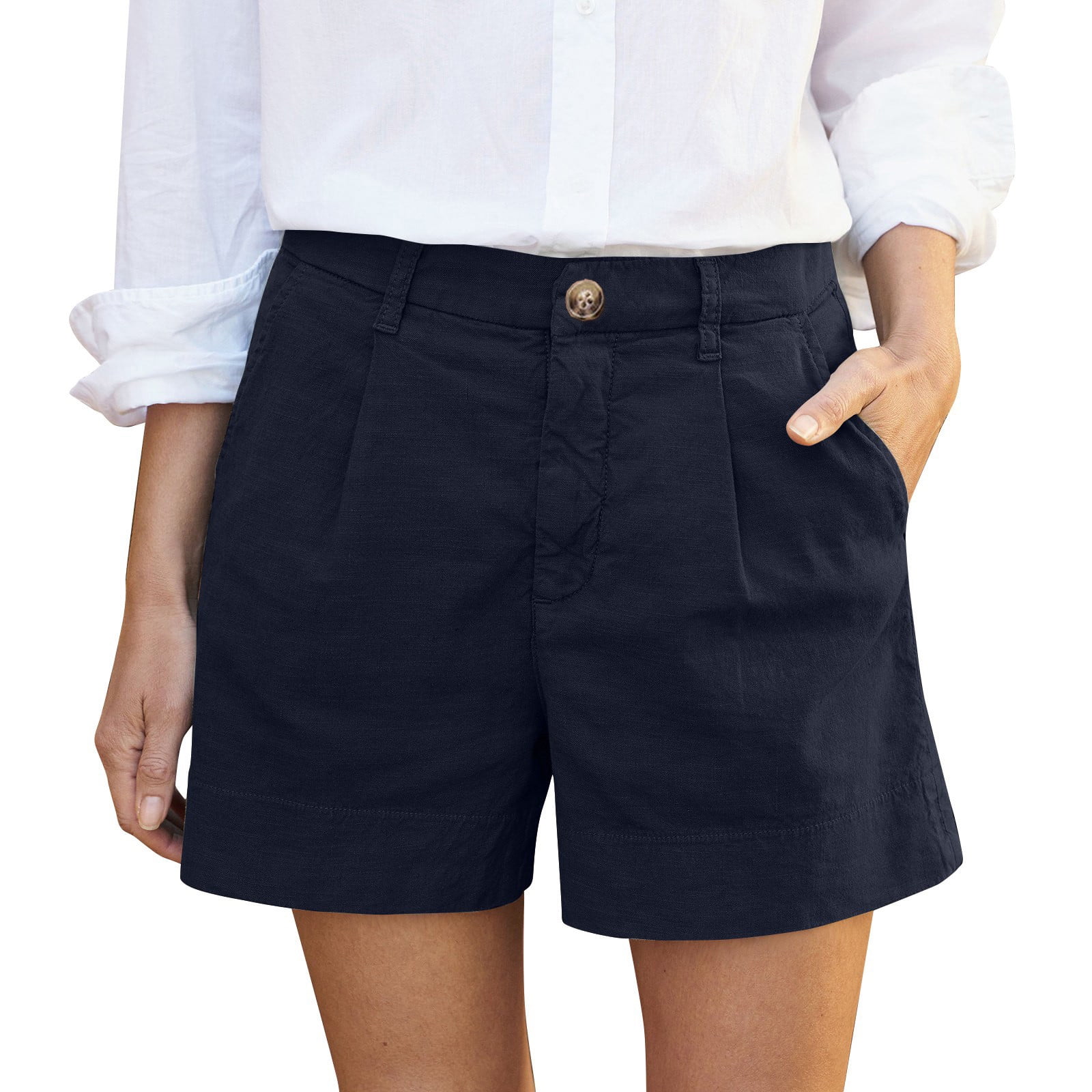 Women's Chinos Shorts Cotton Blend High Cut High Waist Short Wine Summer