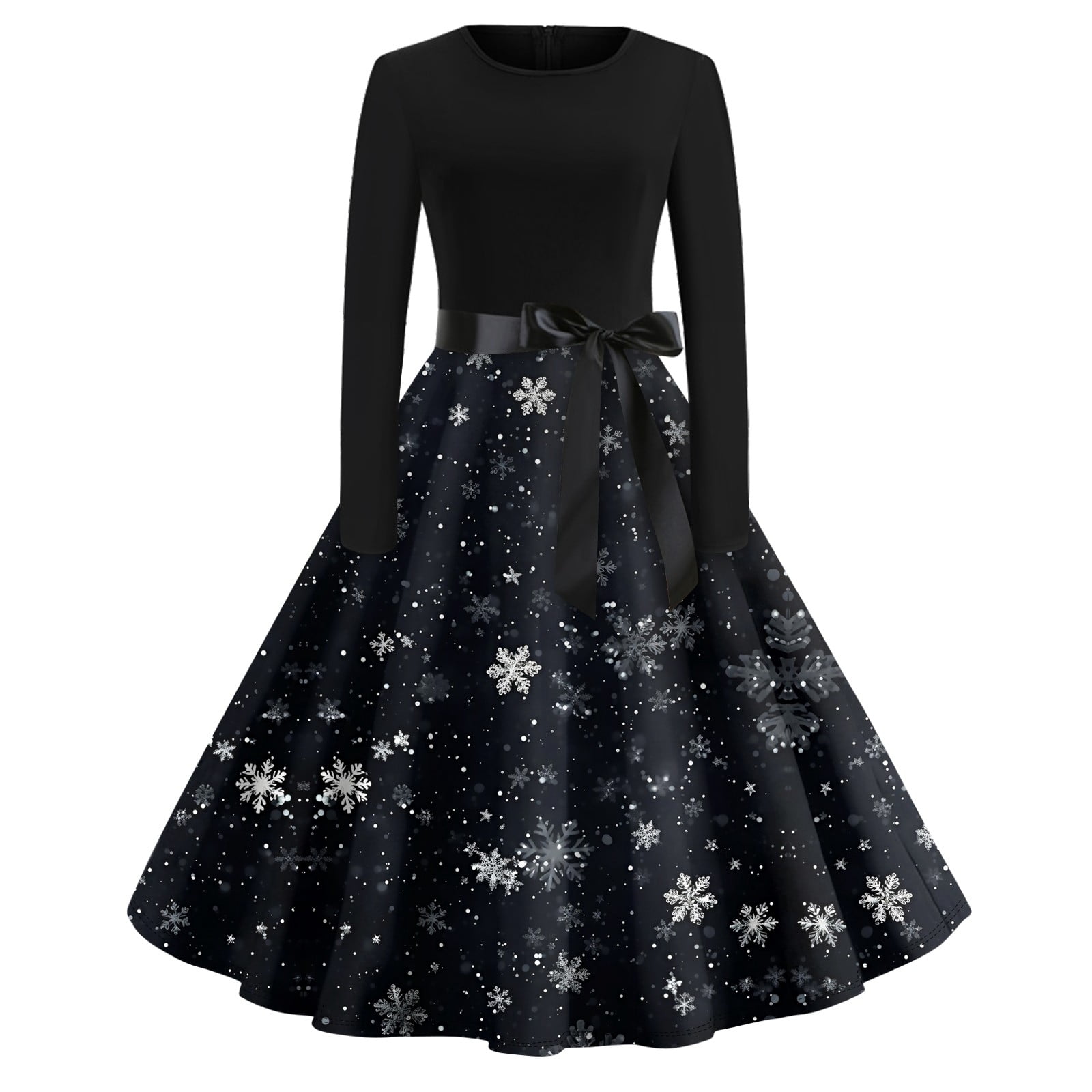 Difdany Christmas Clothes for Women Dresses Long Sleeve Crew Neck 2024