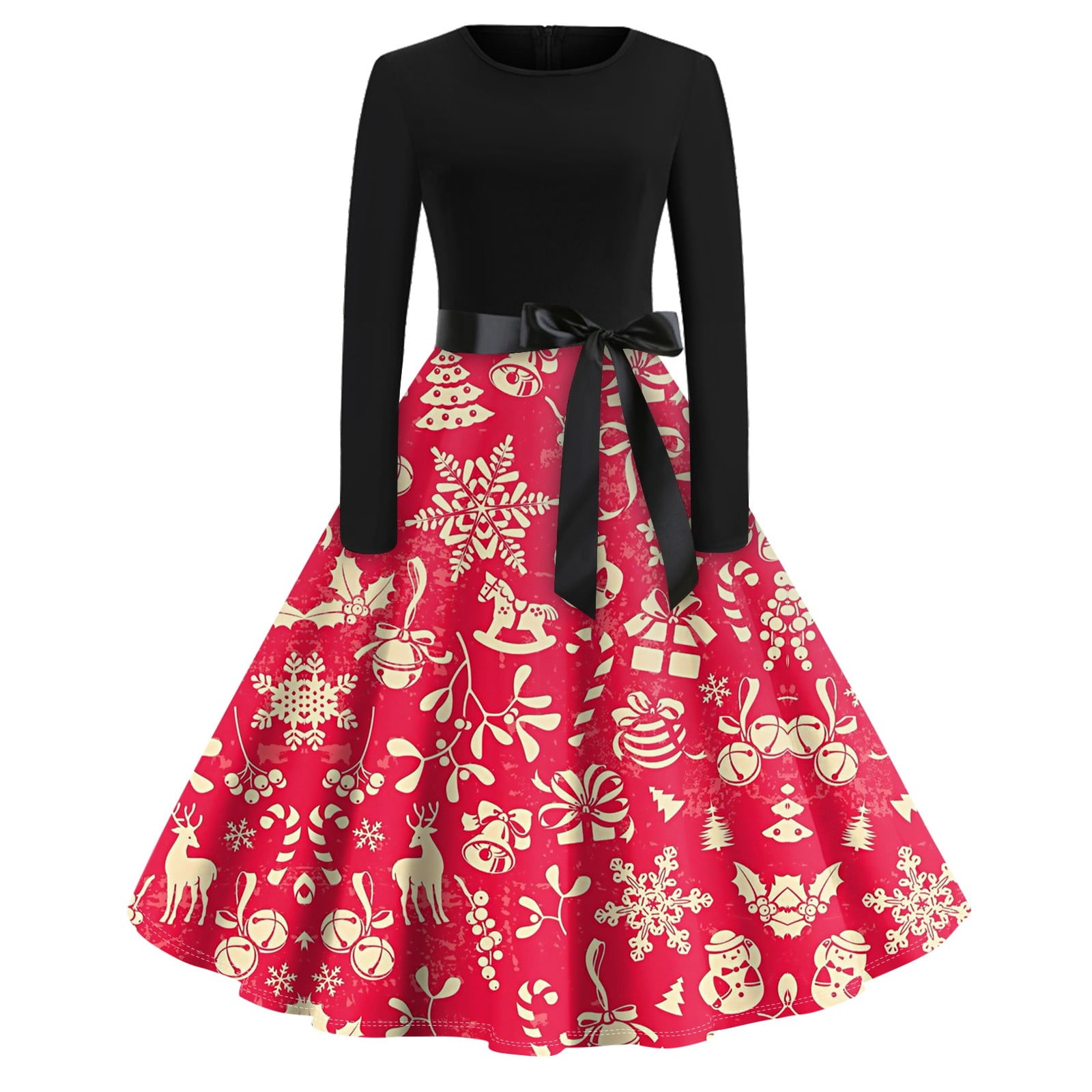 Difdany Christmas Dresses for Women Long Sleeve Crew Neck 2024 Bling