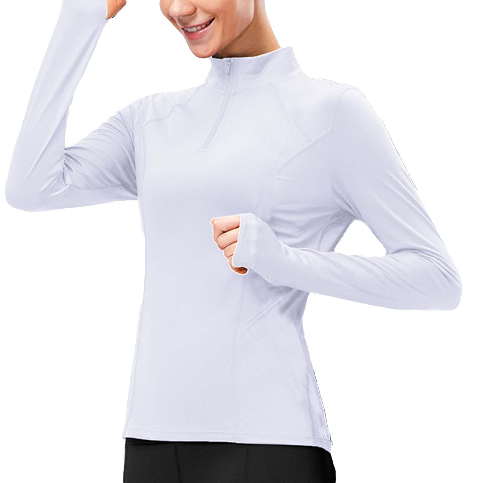 Difdany Women's UPF 50+ Sun Shirts 1/4 Zip Long Sleeve Tennis Wear