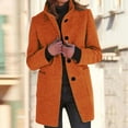 thumbnail image 1 of Difdany Long Pea Coats for Women Winter Stand Collar Single Breasted Wool Coats Wool Blend Peacoat Thicken Blazer Jacket Ginger 3XL, 1 of 5