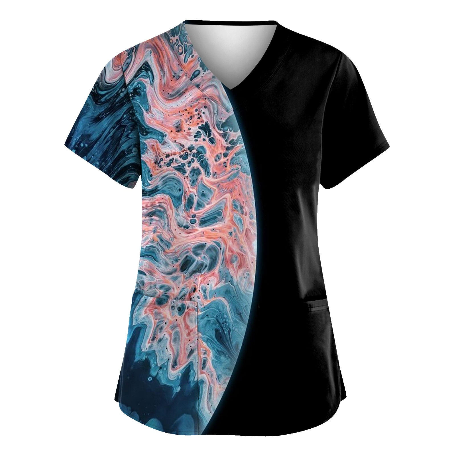 Difdany Loose Fit Scrub Tops Women Funny Casual Shirts Short Sleeve