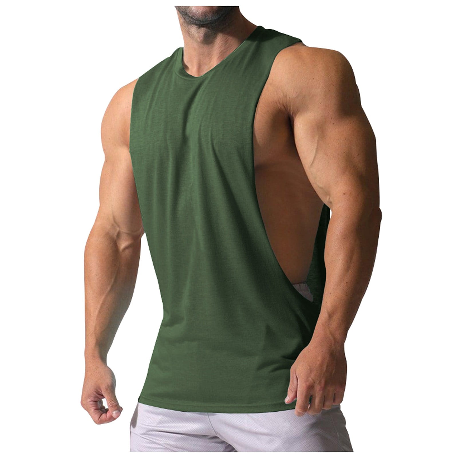 Difdany Men's Cut Off Shirts Muscular Cut Open Sides Bodybuilding Tank