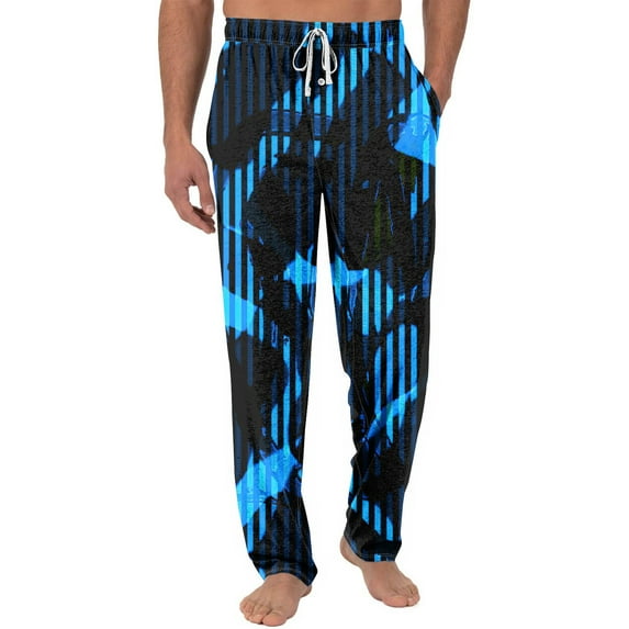 Difdany Men's Knit Plaid Printed Pants Casual Bottoms with Pockets Pajama Pants for Men