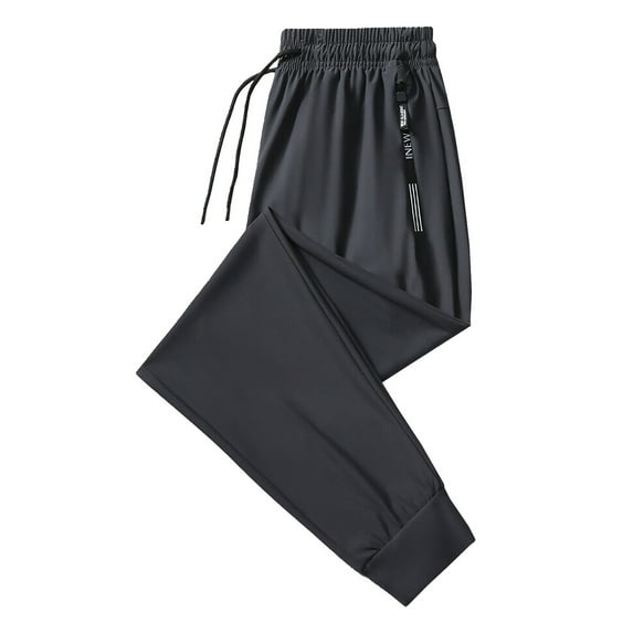 Difdany Summer Ice Silk Workout Jogger Pants for Women Loose Fit Lightweight Sweatpants with Zipper Pockets Gray L