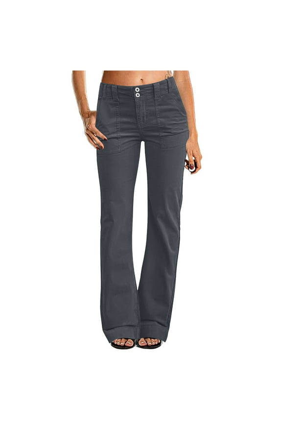 Wide Leg Jeans Woman Mid Waist Dress Flare Straight Leg Corduroy Pants Workout Jeans Trendy Black L