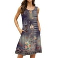 Difdany Women Casual Summer Printed Tank Sleeveless Dress Hollow Out
