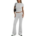 Difdany Women's 2 Piece Lounge Set Short Sleeve Tight Cropped Tee and