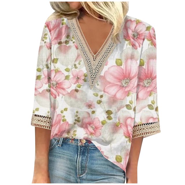 Difdany Women’s Fashion Everyday Everything Casual Vneck Sevenpoint