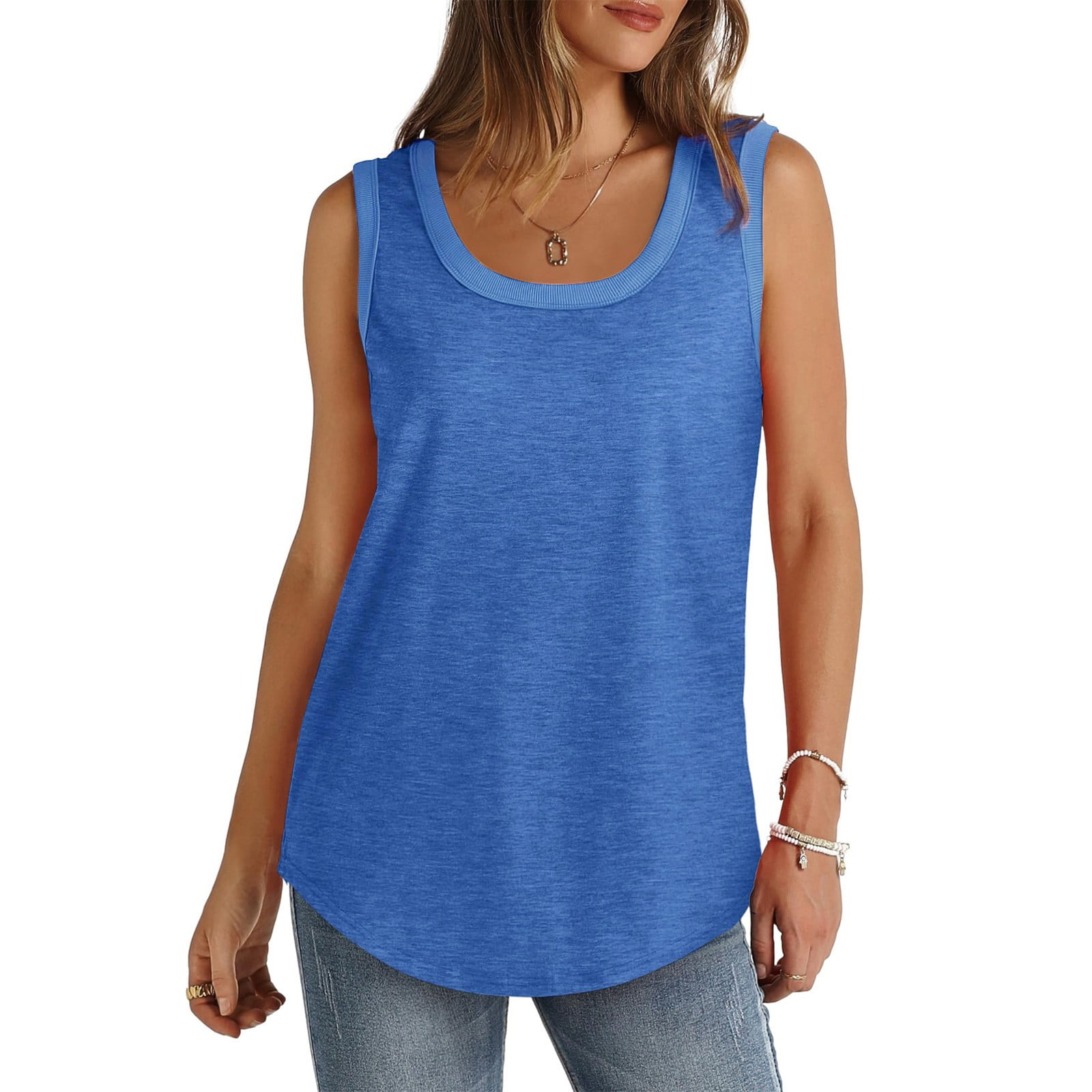 Difdany Women's Tank Top Summer Loose Sleeveless Top With Edge Large