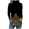 thumbnail image 1 of Difdany Women's Turtleneck Long Sleeve Tops Loose Fit Dressy Tunic Shirts for Fall 2024 Black XL, 1 of 5