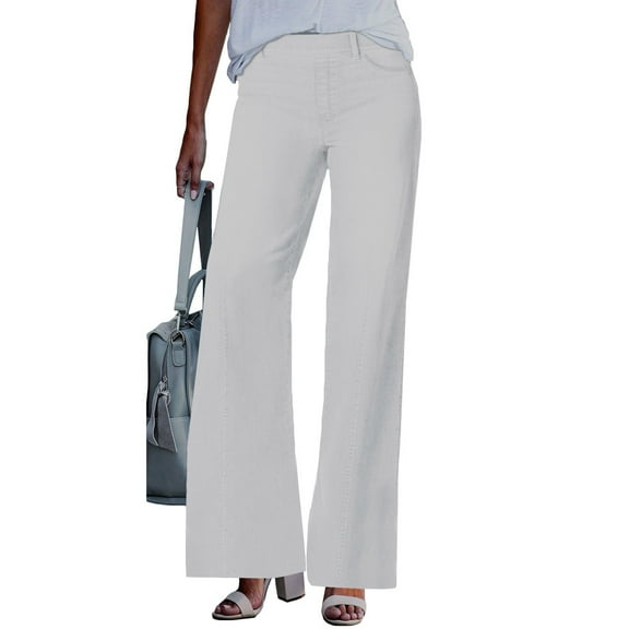 Difdany Womens Jeans Stretchy Jeans for Women Womens Pants High or Mid Waisted Jeans for Women Womens Wide Leg Pants White M