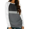Difdany Womens Long Sleeve Round Neck Shirts Color Block Tee Fall Tops