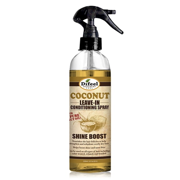 Difeel Shine Boost Leave in Conditioning Spray with 100% Pure Coconut Oil 6 oz.