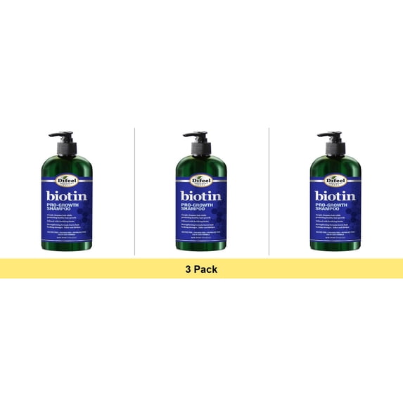 Difeel Biotin Pro Growth Shampoo, 12 Oz - 3 Pack Bundle