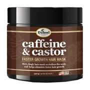 Difeel Caffeine and Castor Hair Mask, Pro-Growth Deep Conditioner for Longer Thicker Hair, 12 oz