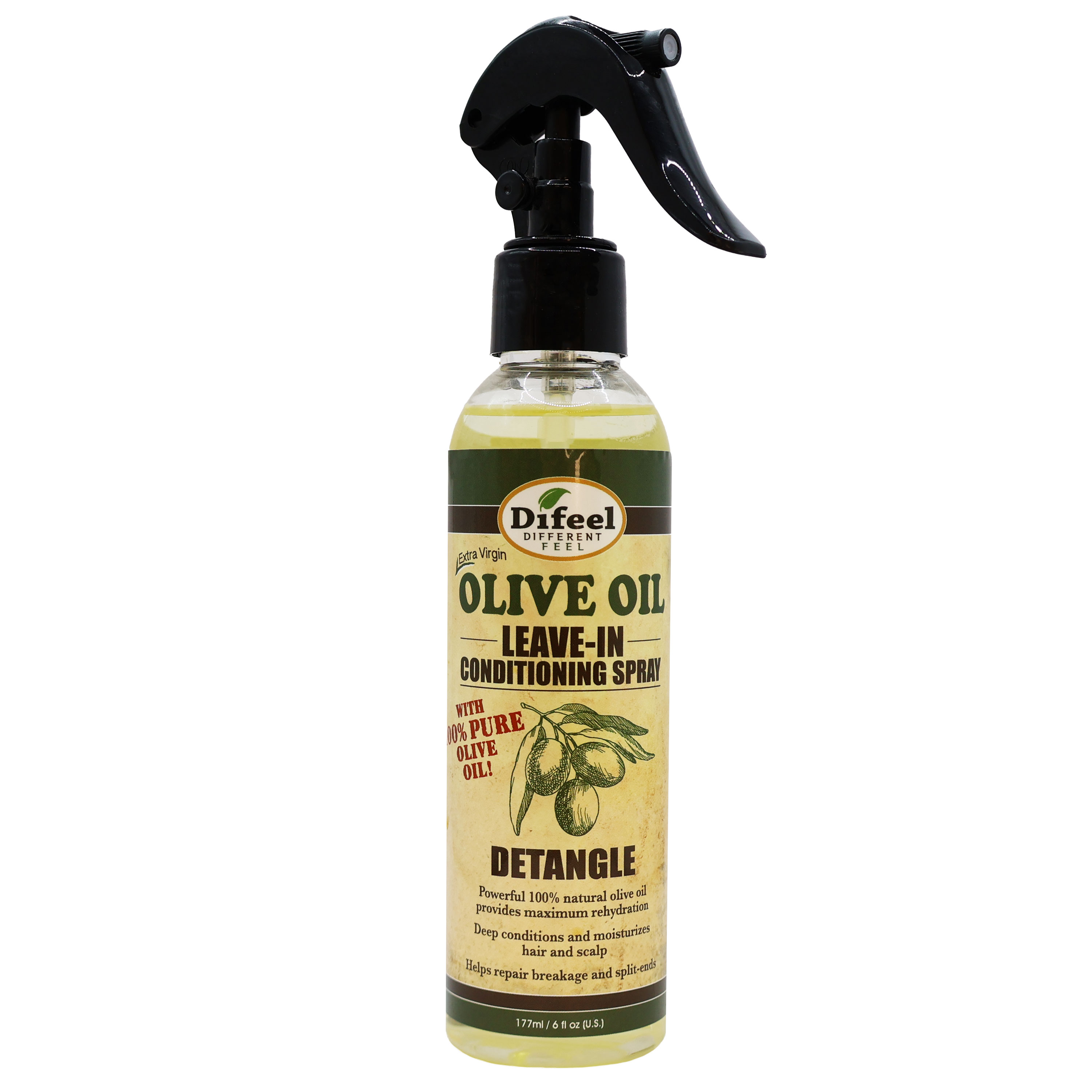 Difeel Extra Virgin Olive Oil Leave In Conditioning Spray Detangle 6 Oz