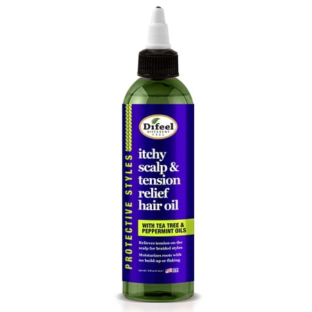 Difeel Itchy Scalp and Tension Relief Hair Oil, Tea Tree Peppermint for Braided Styles, 8 oz